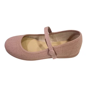 Mercedes de niña en lino botón correa sombra - Tokolate