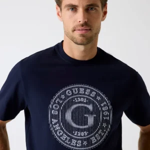 Camiseta Guess Hombre Azul logo redondo central