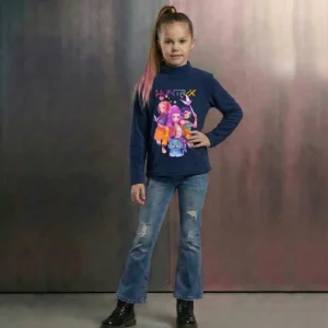 Camiseta polar azul marino de K-Pop - Pronta moda