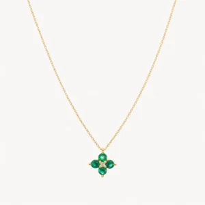 COLGANTE FLOR ESMERALDAS Y DIAMANTES OANA