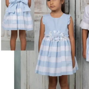 Vestido Ceremonia de niña en rayas azules - Basmarti 2025