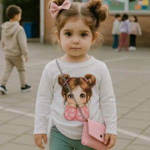 Camiseta muñeca corazones con bolso, de niña - Pronta moda