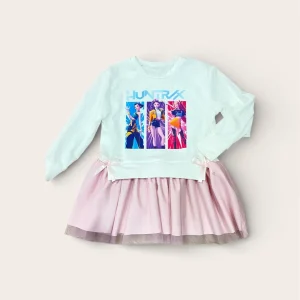 Vestido falda tul rosa de niña K-pop - Pronta Moda