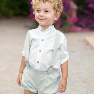 Camisa + Ranita de lino en verde agua - Coco Acqua