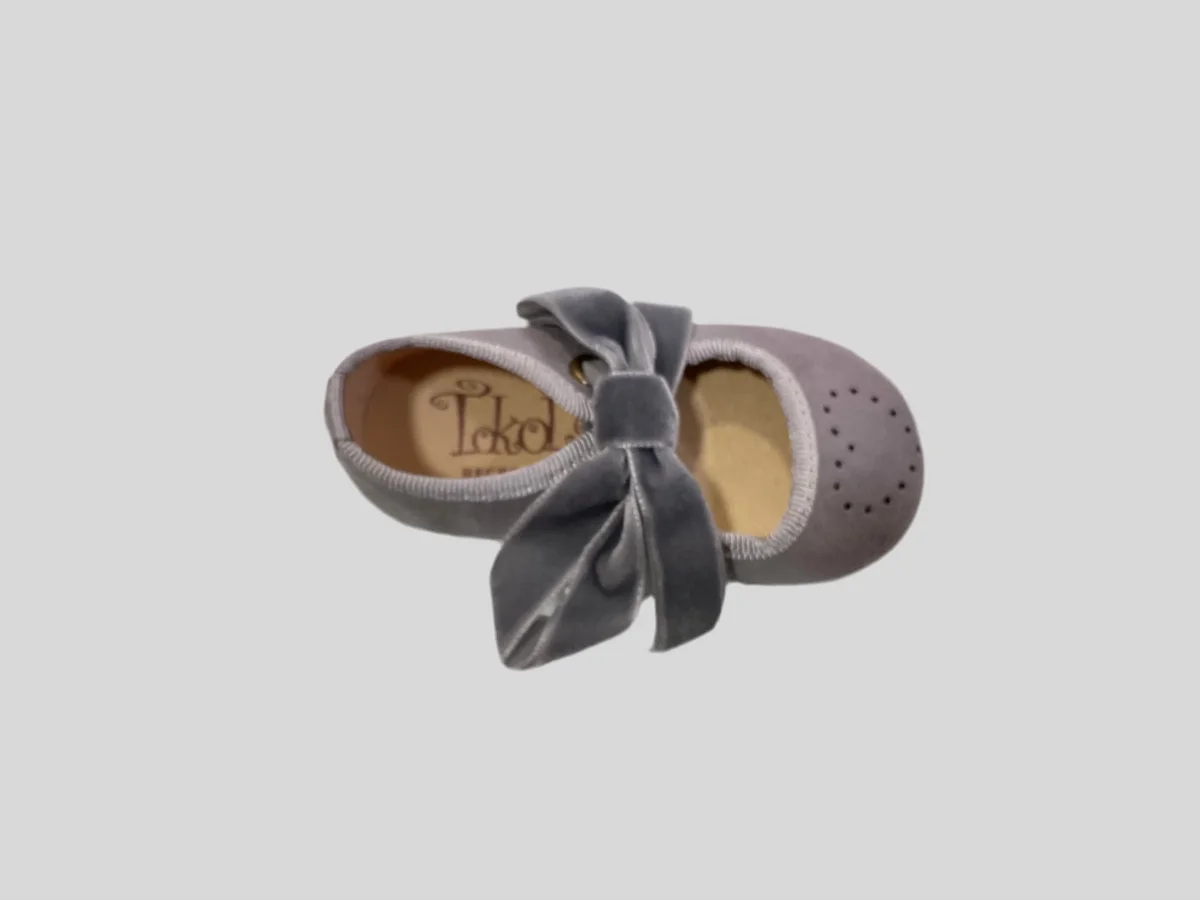 Angelito de lazo, terciopelo picado corazón gris medio - Tokolate - Imagen 3