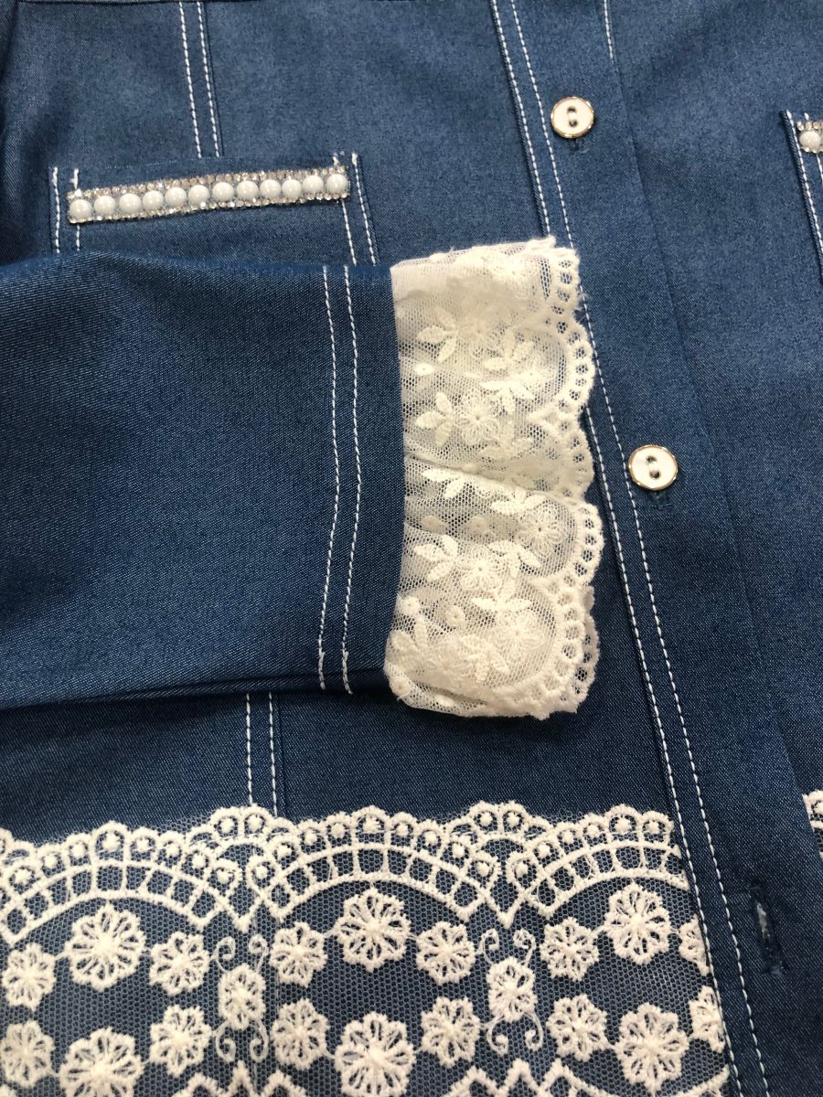 Cazadora denim color azul vaquero con puntillas - Nekenia - Imagen 5