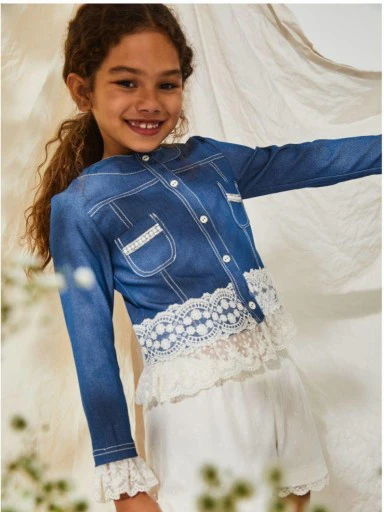 Cazadora denim color azul vaquero con puntillas - Nekenia - Imagen 8