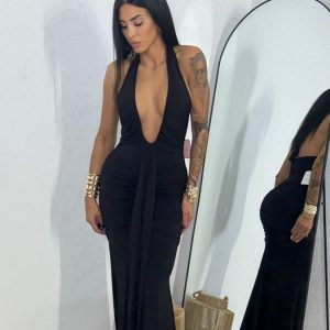 Vestido Fruncido Largo