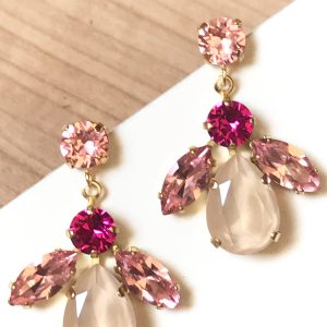 Pendientes Aurea beig y rosa
