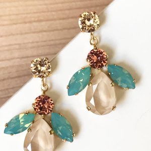 Pendientes Aurea beig, verde agua y rosa empolvado