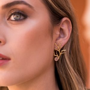 Pendientes coral con cuarzo rosa