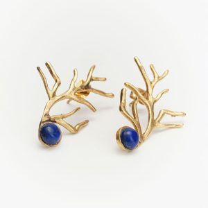 Pendientes coral con lapislázuli