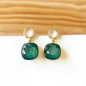 Pendientes Brigitte verde intenso y beig