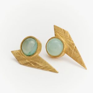 Pendientes Heroica S con calcedonia verde agua