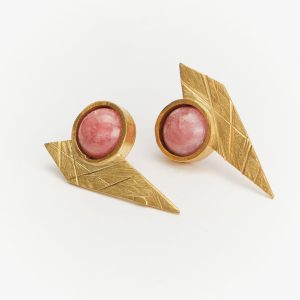 Pendientes Heroica S con rodonita rosa